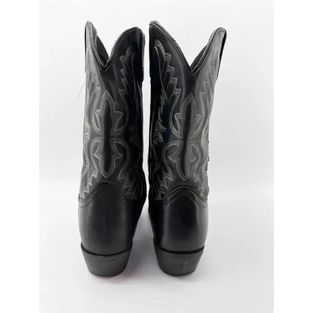 Laredo 68450 Men's Black Leather Western Cowboy Boots Size 10 EW Extra Wide